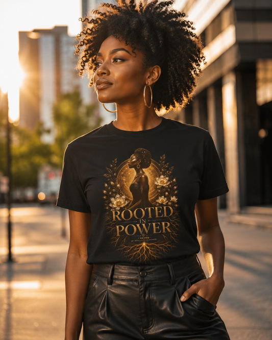 ROOTED IN POWER — I AM HER Earth Melanated Graphic T-Shirt