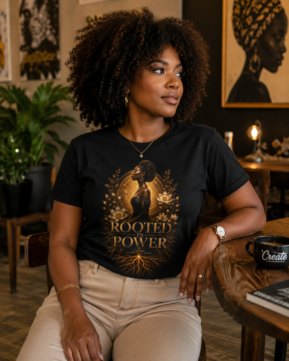 ROOTED IN POWER — I AM HER Earth Melanated Graphic T-Shirt