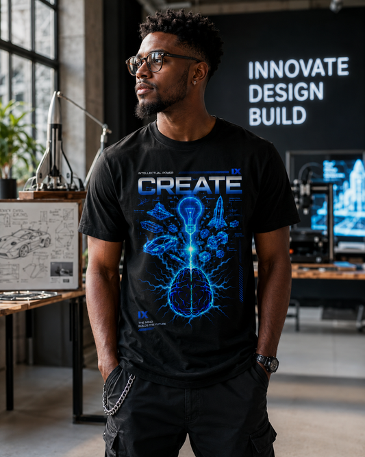 CREATE — The Mind Builds the Future | Intellectual Power Graphic T-Shirt