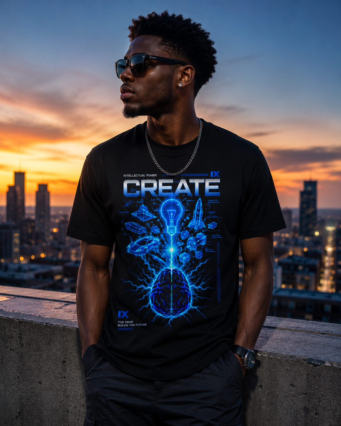 CREATE — The Mind Builds the Future | Intellectual Power Graphic T-Shirt
