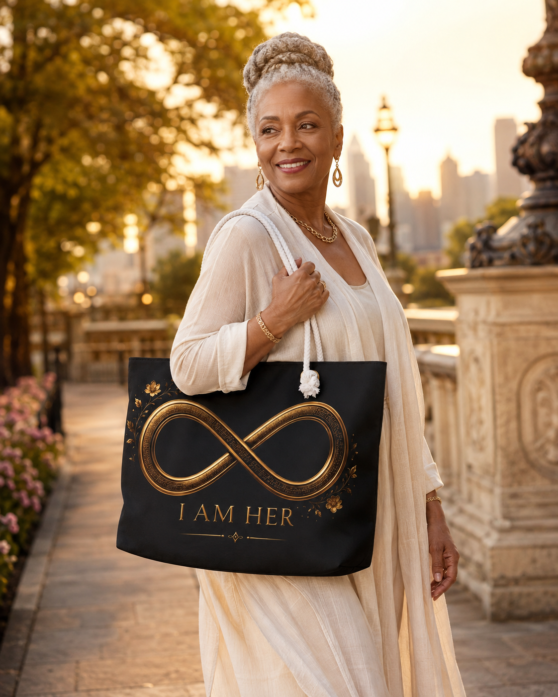 Infinity Symbol I Am Her weekender bag | Her Power Is Infinite travel tote