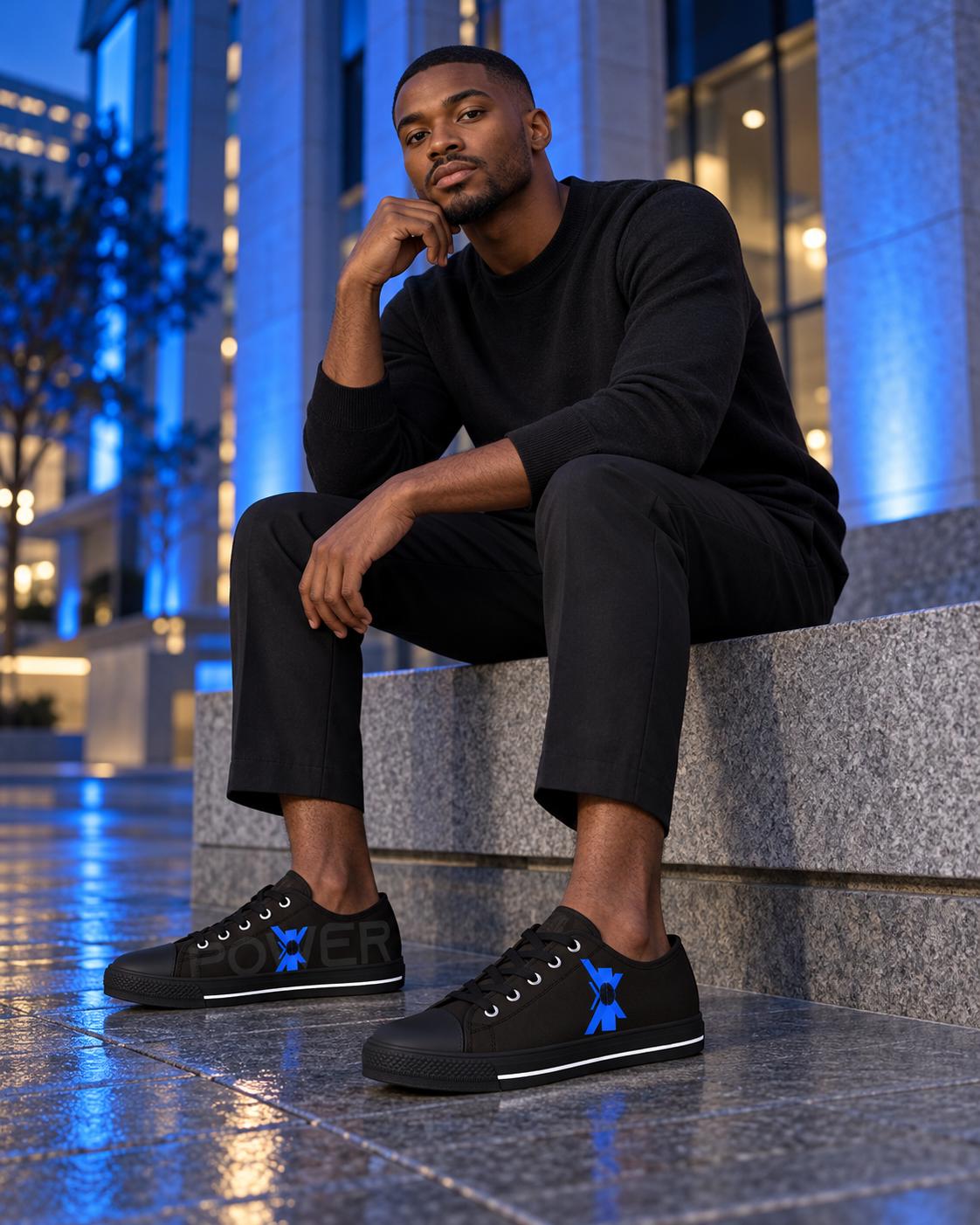INTELLECTUAL POWER — POWER Within | Black & Electric Blue Sneakers