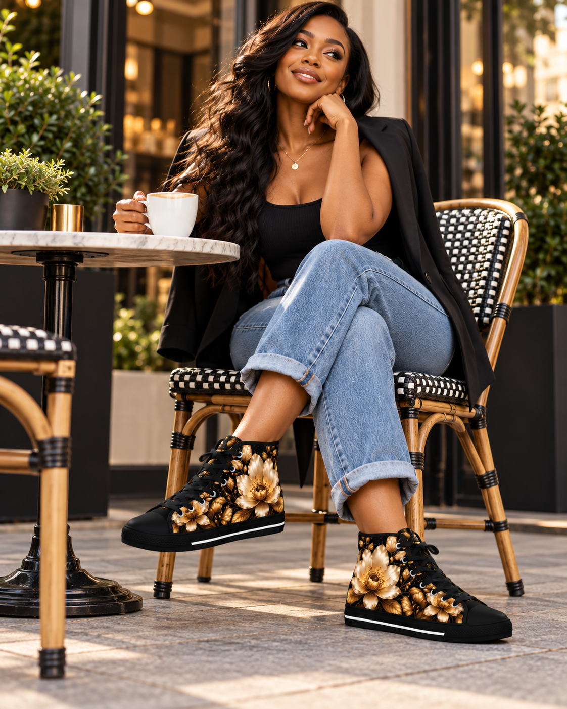 I AM HER — Golden Bloom Signature High-Top Sneakers