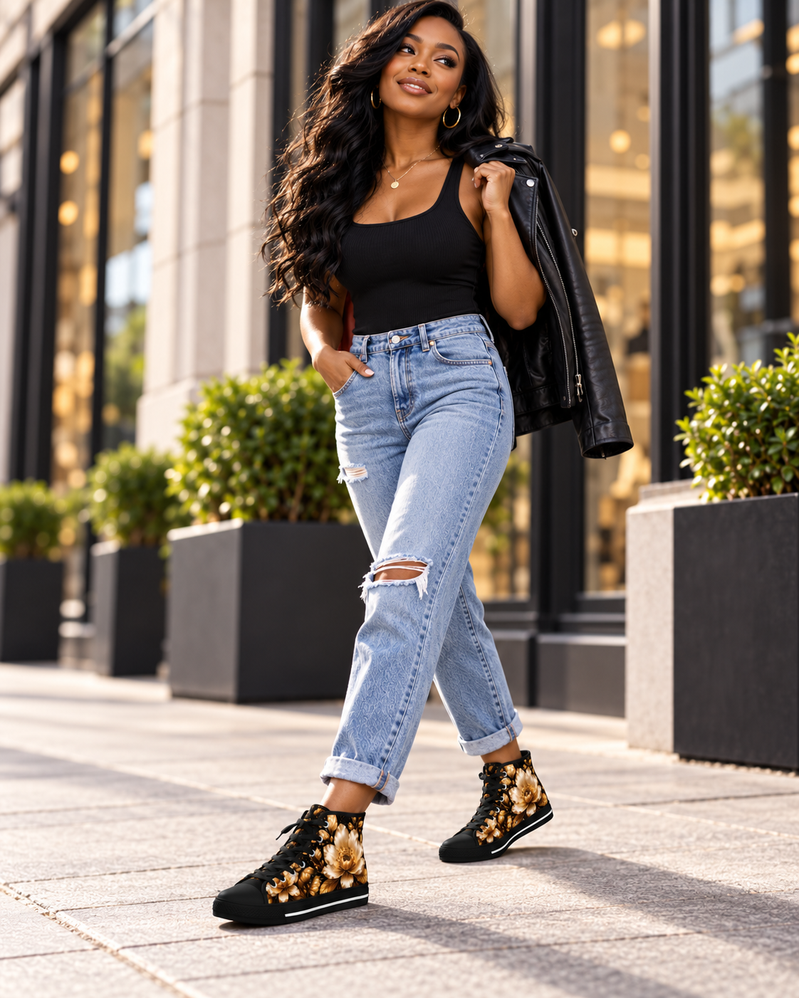 I AM HER — Golden Bloom Signature High-Top Sneakers
