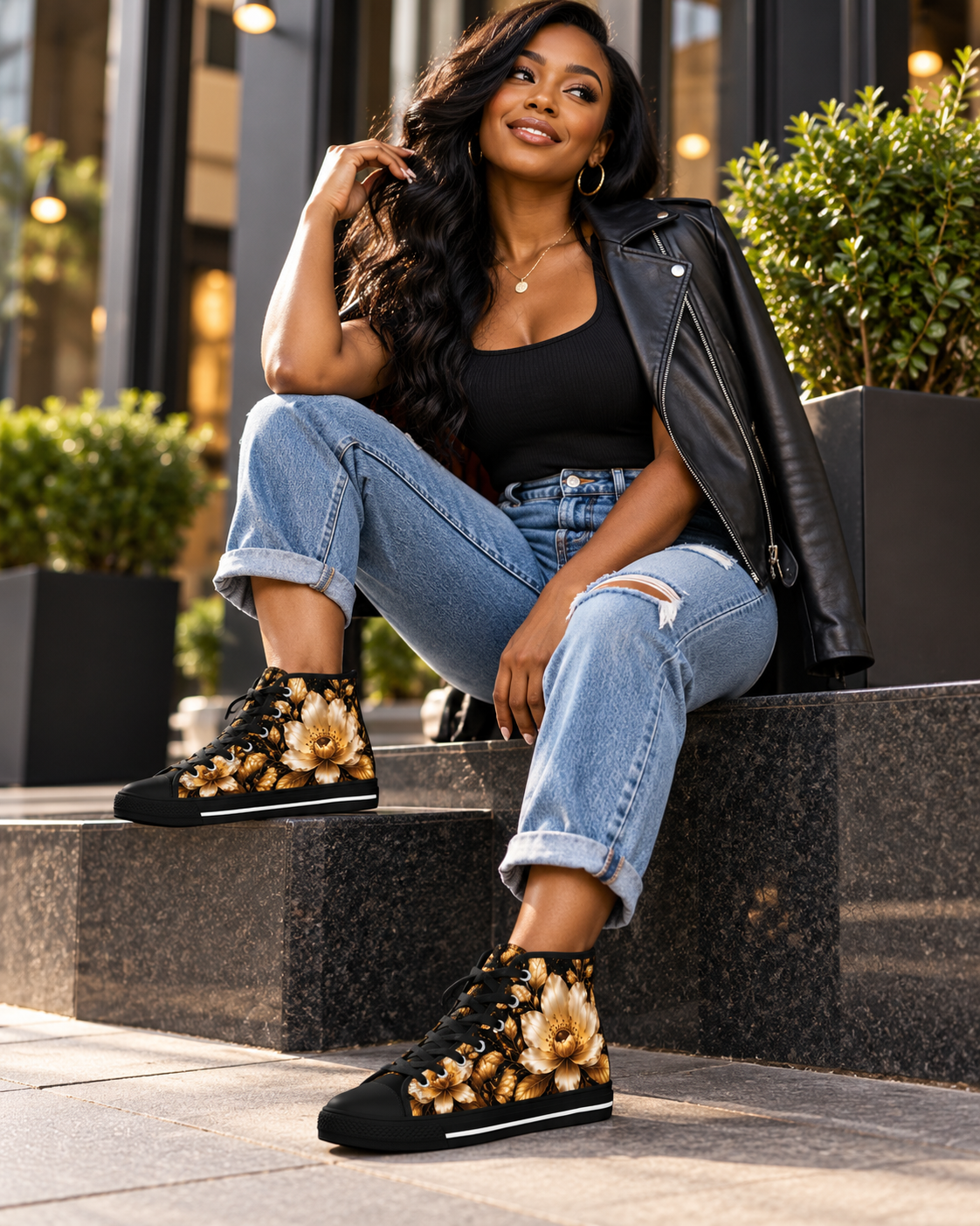 I AM HER — Golden Bloom Signature High-Top Sneakers
